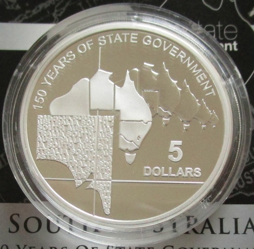 Australia 5 Dollars 2007 150 Years South Australia Silver