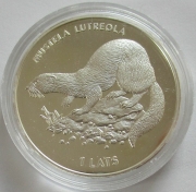 Latvia 1 Lats 1999 Wildlife European Mink Silver