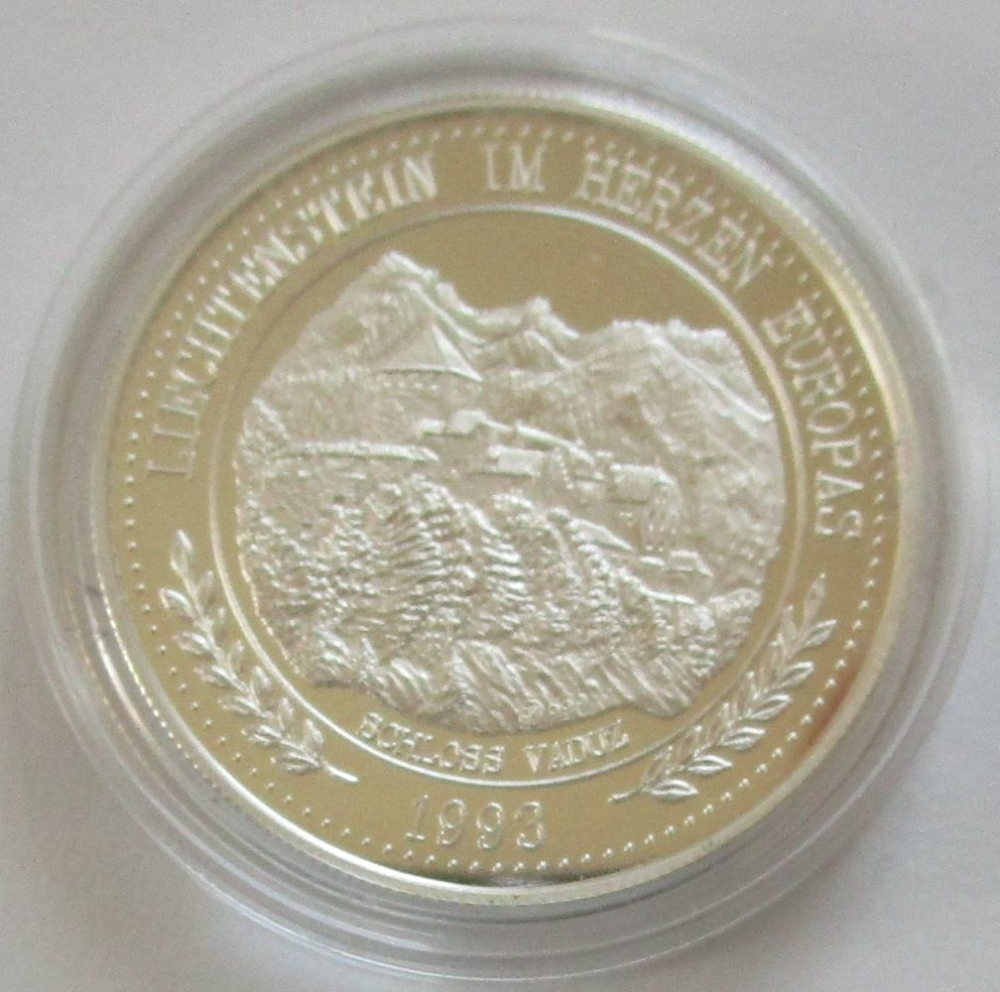 Liechtenstein 20 ECU 1993 Schloss Vaduz 1 Oz Silver MagoMuenzen, 49,00