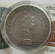 Tokelau 5 Dollars 2014 Lunar Horse 1 Oz Silver...