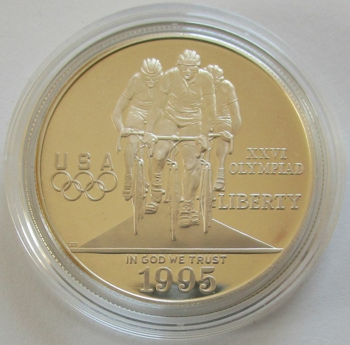 USA 1 Dollar 1995 Olympia Atlanta Radfahren PP