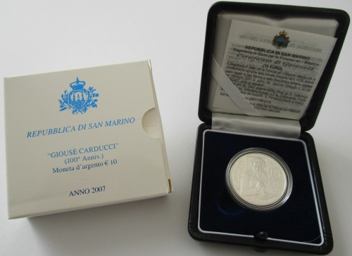 San Marino 10 Euro 2007 Giosuè Carducci Silver