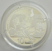 Romania 10 Lei 2009 10 Years EMU 1 Oz Silver