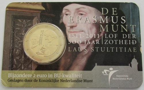 Netherlands 2 Euro 2011 500 Years In Praise of Folly by Erasmus BU