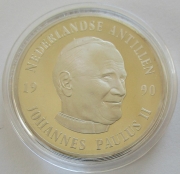 Netherlands Antilles 25 Gulden 1990 Apostolic Journey by...
