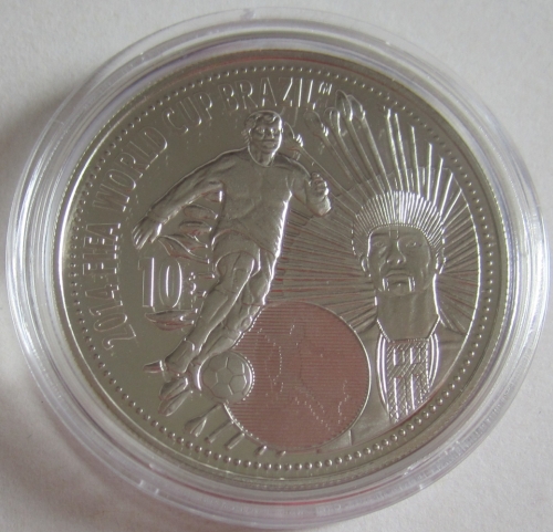 Cook Islands 10 Dollars 2012 Football World Cup in Brazil Silver