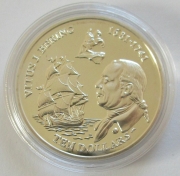 British Virgin Islands 10 Dollars 2011 Ships Vitus Bering Portrait Silver