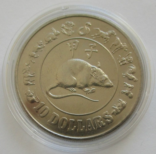 Singapore 10 Dollars 1984 Lunar Rat BU