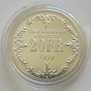 Switzerland 20 Franken 1999 150 Years Post Silver BU