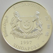 Singapore 10 Dollars 1997 Lunar Ox 2 Oz Silver Proof