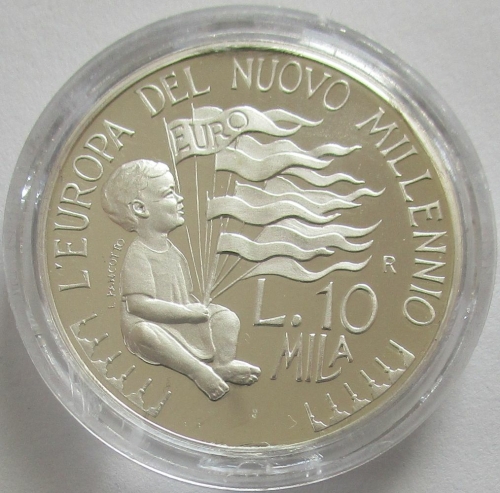 San Marino 10000 Lire 1998 Europa Child with Flags Silver