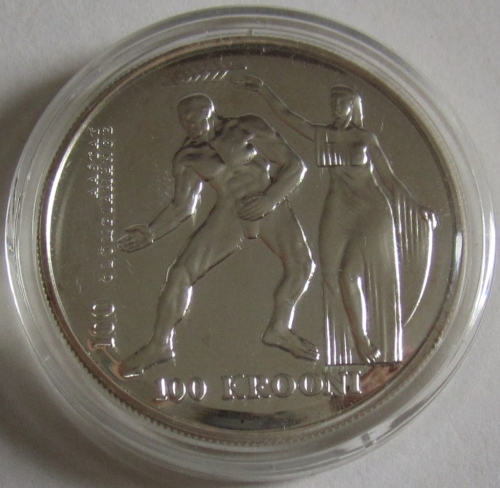 Estonia 100 Krooni 1996 100 Years Olympics Silver