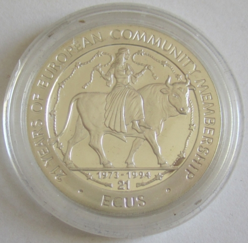 Gibraltar 21 ECU 1994 21 Years EC Membership Silver