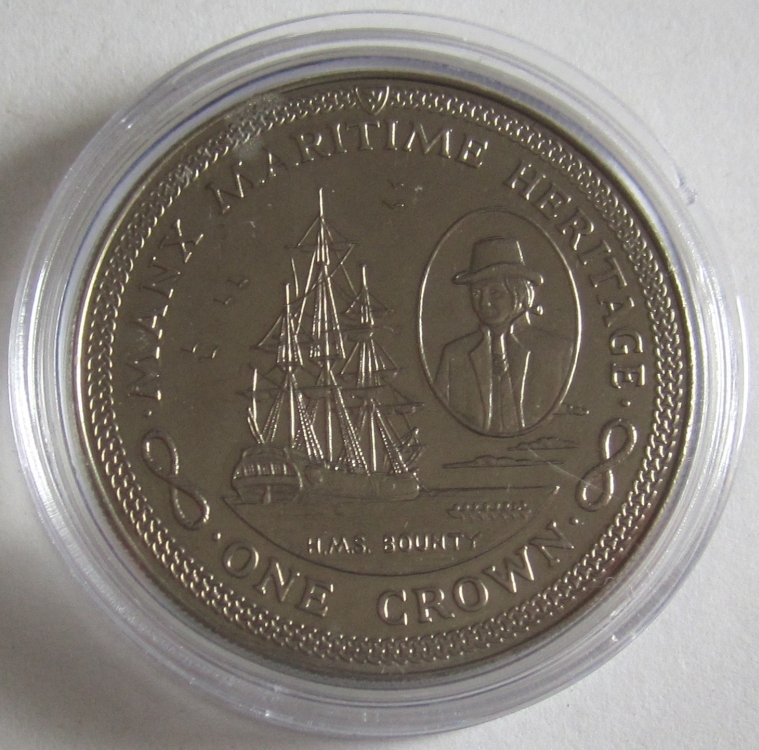 Isle of Man 1 Crown 1982 Schiffe HMS Bounty & Fletcher Christian Ma