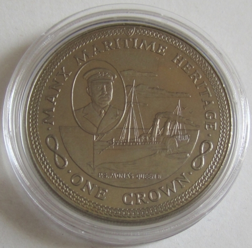 Isle of Man 1 Crown 1982 Ships PS Monas Queen II & William Cain