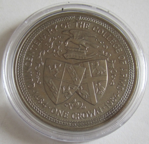 Isle of Man 1 Crown 1984 500 Years College of Arms Earl of Derby