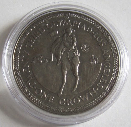 Isle of Man 1 Crown 1984 Olympics Los Angeles Equestrian