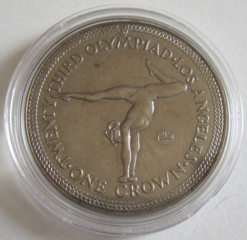 Isle of Man 1 Crown 1984 Olympics Los Angeles Gymnastics