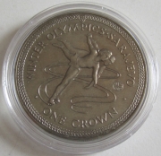 Isle of Man 1 Crown 1984 Olympia Sarajevo Eiskunstlauf