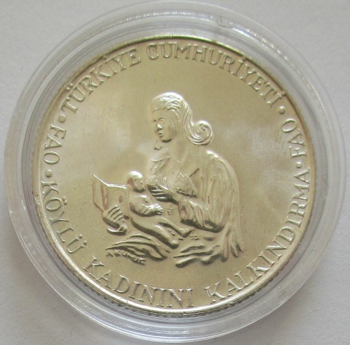 Turkey 500 Lira 1980 FAO Rural Womens Advancement Silver BU