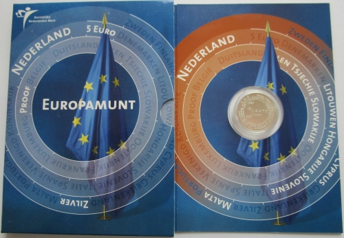 Netherlands 5 Euro 2004 EU Enlargement Silver Proof