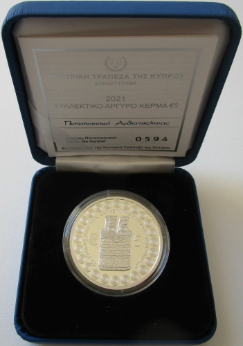 Cyprus 5 Euro 2021 60 Years UNESCO Accession Silver