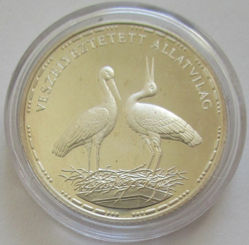 Hungary 200 Forint 1992 Wildlife White Stork Silver Proof