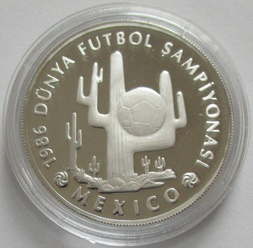 Turkey 10000 Lira 1986 Football World Cup in Mexico Cactus Silver