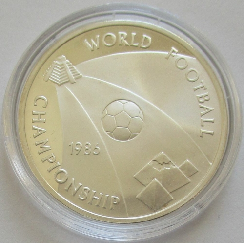 Egypt 5 Pounds 1986 Football World Cup in Mexico Silver BU