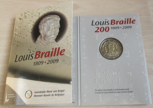 Belgium 2 Euro 2009 Louis Braille BU