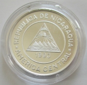 Nicaragua 10000 Cordobas 1990 500 Years America Santa Maria Silver