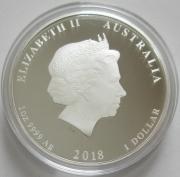 Australia 1 Dollar 2018 Lunar II Dog 1 Oz Silver Proof