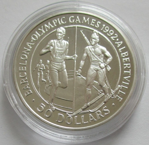 Cook-Inseln 50 Dollars 1989 Olympia Barcelona & Albertville Biathlon