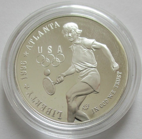 USA 1 Dollar 1996 Olympics Atlanta Tennis Silver Proof