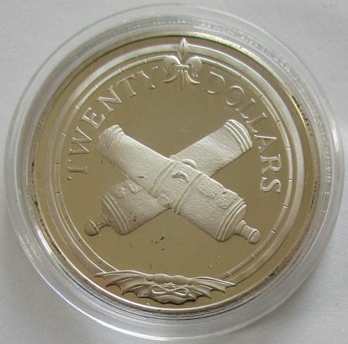 British Virgin Islands 20 Dollars 1985 Lost Treasures Canons Silver