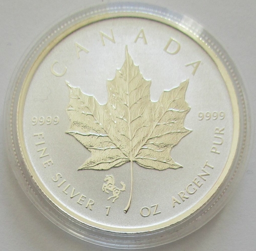 Canada 5 Dollars 2014 Maple Leaf Lunar Horse Privy 1 Oz Silver