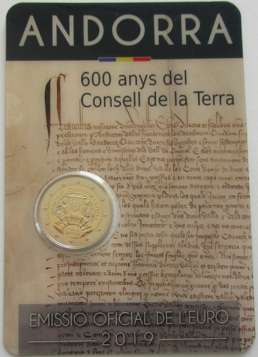 Andorra 2 Euro 2019 600 Jahre Parlament BU
