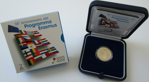 Italy 2 Euro 2022 35 Years Erasmus Programme Proof