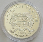 Benin 1000 Francs 2010 Ships HMS Endeavour Silver