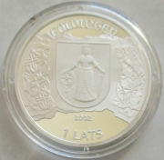 Latvia 1 Lats 2002 Hansa Cities Kuldiga / Goldingen Silver