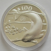 Mexico 100 Pesos 1992 20 Years UNEP Vaquita 1 Oz Silver