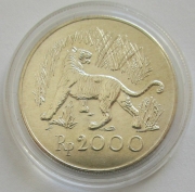 Indonesia 2000 Rupiah 1974 15 Years WWF Javan Tiger...