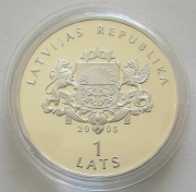 Latvia 1 Lats 2005 Hockey World Championships in Riga Silver