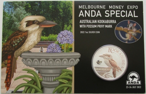 Australien 1 Dollar 2022 Kookaburra ANDA Melbourne Expo Possum Privy