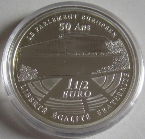 France 1.50 Euro 2008 Eurostar 50 Years European Parliament Silver
