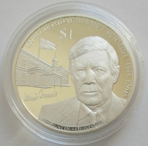 Nauru 1 Dollar 2018 Helmut Schmidt 1 Oz Silver