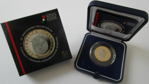 Italy 5 Euro 2022 30 Years Comando Carabinieri Antifalsificazione Monetaria