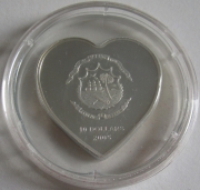 Liberia 10 Dollars 2005 Pope John Paul II Heart Silver