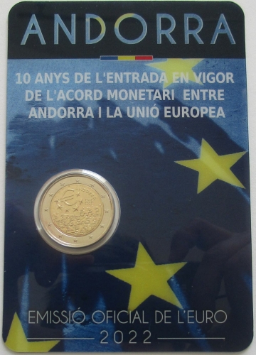 Andorra 2 Euro 2022 10 Jahre Währungsabkommen BU