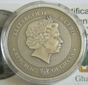 Ghana 5 Cedis 2013 Wildlife Elephant 1 Oz Silver